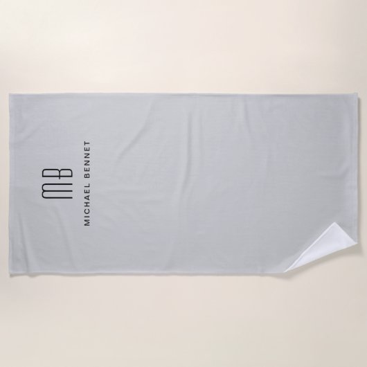 Modern Gray Monogram Strandlaken (Voorkant)