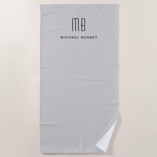 Modern Gray Monogram Strandlaken (Voorkant)