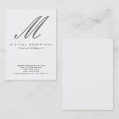 Modern Gray Monogram White Stylish Visitekaartje (Voorkant / Achterkant)