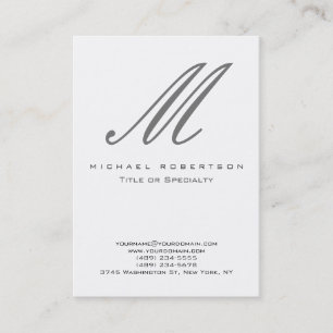 Modern Gray Monogram White Stylish Visitekaartje