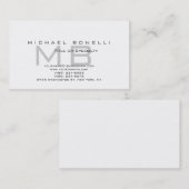Modern Gray Monogram White Visitekaartje (Voorkant / Achterkant)