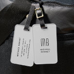 Modern Gray Monogrammed Bagagelabel<br><div class="desc">Modern grijs monogram Bagagelabel.</div>