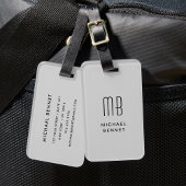 Modern Gray Monogrammed Bagagelabel
