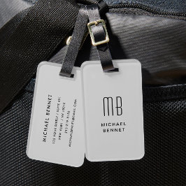 Modern Gray Monogrammed Bagagelabel
