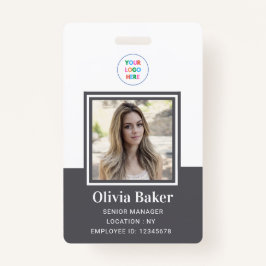 Modern Gray Name Photo Business Logo Employee Badge