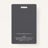 Modern Gray Name Photo Business Logo Employee Badge (Achterkant)