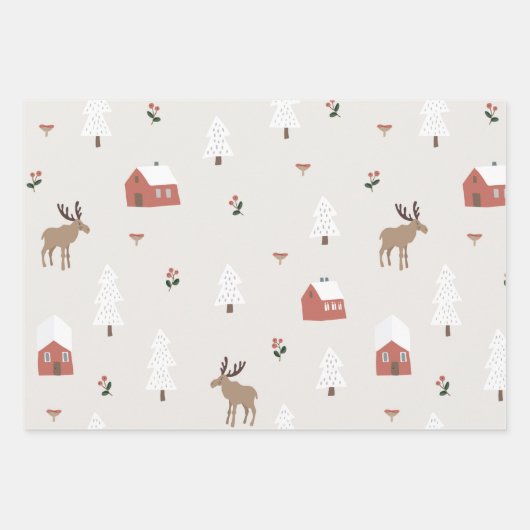 Modern Gray Neutral Scandinavian Homes Snowflakes Inpakpapier Vel (Voorkant)