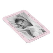 Modern Gray on Pastel Pink Birth Announance Magneet (Rechterzijde)