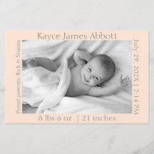 Modern Gray on Pastel Salmon Birth Scrapbook Paper