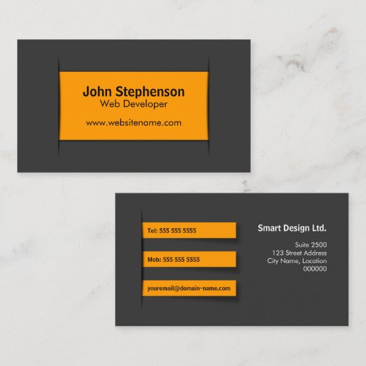 Modern Gray Oranje Visitekaartje (Voorkant / Achterkant)