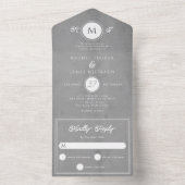 Modern Gray Parchment Paper Wedding All In One Uitnodiging (Binnen)