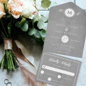 Modern Gray Parchment Paper Wedding All In One Uitnodiging