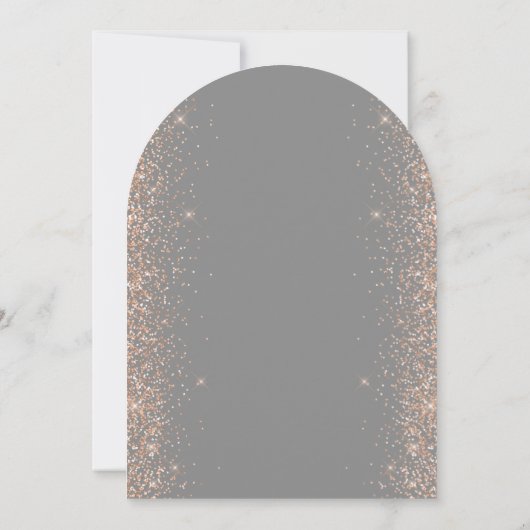 Modern Gray Peach Glitter Arch Wedding Kaart (Achterkant)
