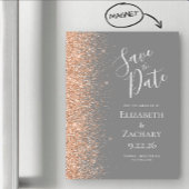 Modern Gray Peach Save Date Magnetic Card