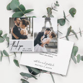 Modern Gray Photo Collage Wedding Bedankt