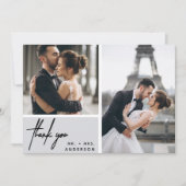 Modern Gray Photo Collage Wedding Bedankt (Voorkant)