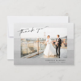 Modern Gray Photo Wedding Bedankkaart