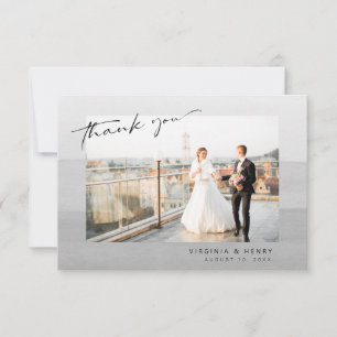 Modern Gray Photo Wedding Bedankkaart