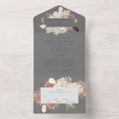 Modern Gray Premium Wreath Pampas Ultimate Wedding All In One Uitnodiging (Binnen)