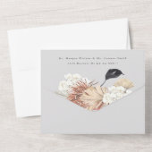 Modern Gray Premium Wreath Pampas Ultimate Wedding All In One Uitnodiging (Achterkant)