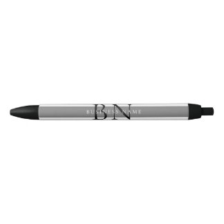 Modern Gray Professional Business Monogram Zwarte Inkt Pen