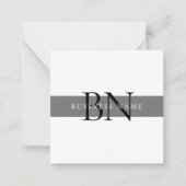 Modern Gray Professional Monogram Dank u Notitiekaartje (Voorkant)