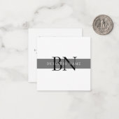 Modern Gray Professional Monogram Dank u Notitiekaartje (Voorkant / Achterkant in situ)