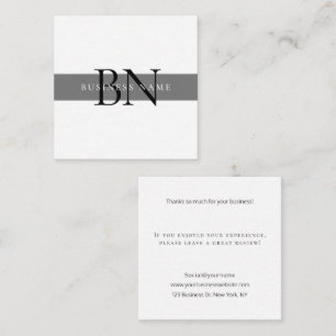 Modern Gray Professional Monogram Dank u Notitiekaartje