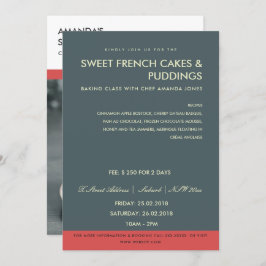 MODERN GRAY RED FOTO WORKSHOP INVITE SJABLOON KAART