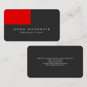 Modern Gray Red Minimalist Plain Trendy Creative Visitekaartje (Voorkant / Achterkant)