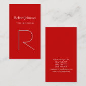 Modern Gray Red Monogram Visitekaartje (Voorkant / Achterkant)