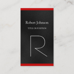 Modern Gray Red Monogram Visitekaartje