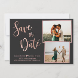 Modern Gray Roos Gold Elegant Typografie Foto Save The Date