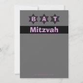 Modern Gray & Roze Bat Mitzvah Stars Hebreeuwse Na Kaart (Achterkant)