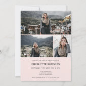 Modern Gray script 4 foto's roze Sweet 16 Kaart (Achterkant)