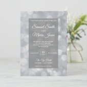 Modern Gray Silver Bokeh Wedding Kaart (Staand voorkant)