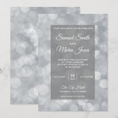 Modern Gray Silver Bokeh Wedding Kaart (Voorkant / Achterkant)