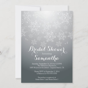 Modern Gray Snowflake Bridal Shower Kaart