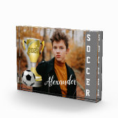 Modern Gray Soccer Sports Foto & Name for him (Rechts)