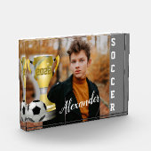 Modern Gray Soccer Sports Foto & Name for him (Links)