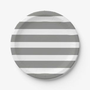 Modern Gray Stripe Birthday Party Papieren Bordje