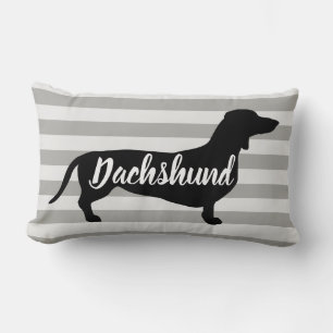 Modern Gray Stripes Dachshund Dog Kussen