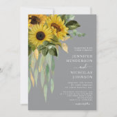 Modern Gray Sunflower Wedding Kaart (Voorkant)