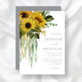 Modern Gray Sunflower Wedding Kaart