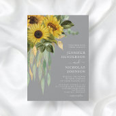 Modern Gray Sunflower Wedding Kaart
