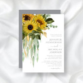 Modern Gray Sunflower Wedding Kaart