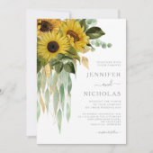 Modern Gray Sunflower Wedding Kaart (Voorkant)