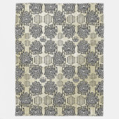 Modern Gray Tan Retro Tribal Stippen iKat Pattern Fleece Deken (Voorkant)