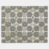 Modern Gray Tan Retro Tribal Stippen iKat Pattern Fleece Deken (Voorkant (Horizontaal))