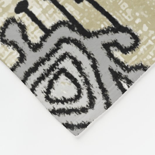 Modern Gray Tan Retro Tribal Stippen iKat Pattern Fleece Deken (Hoek)